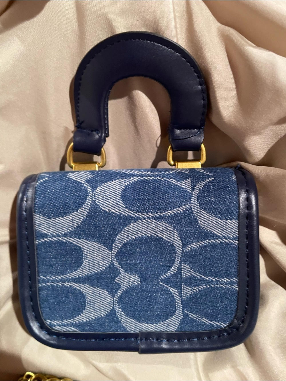 Coach Mini Top-Handle Bag in Denim Blue Crossbody - Picture 6 of 12